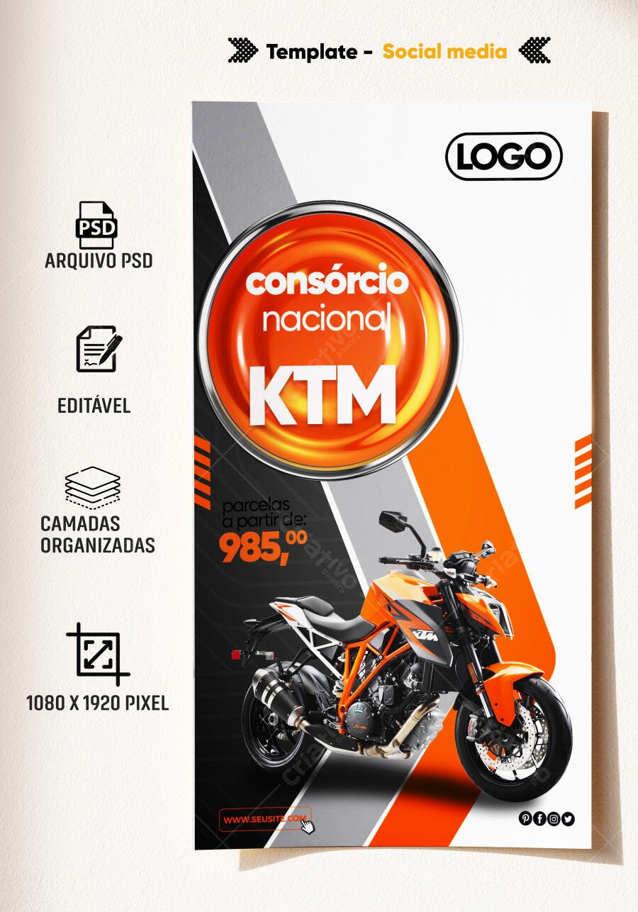Flyer Consórcio Nacional KTM Psd Editável