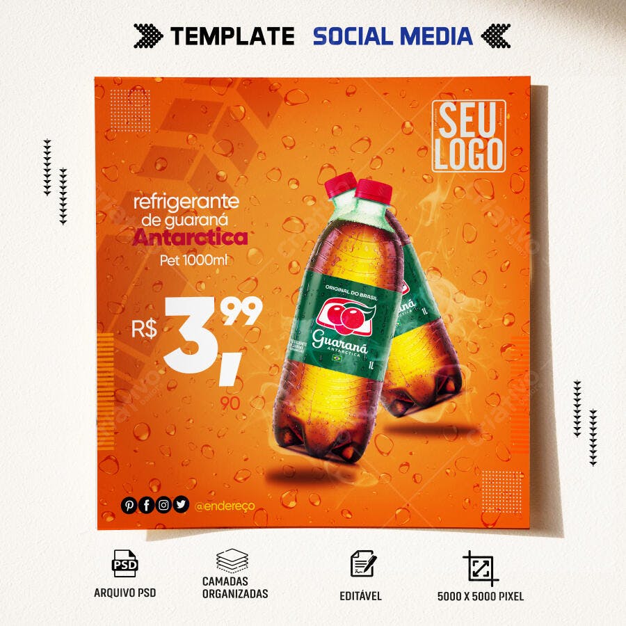 Flyer Promoção Refrigerante Guaraná Antártica 1000ml PSD Editável