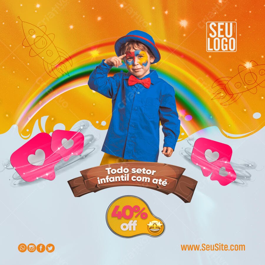 Flyer para Promoção Setor Infantil 40 Off PSD Editável