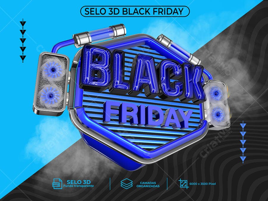 Selo 3D para Promoção Black Friday PSD Editável