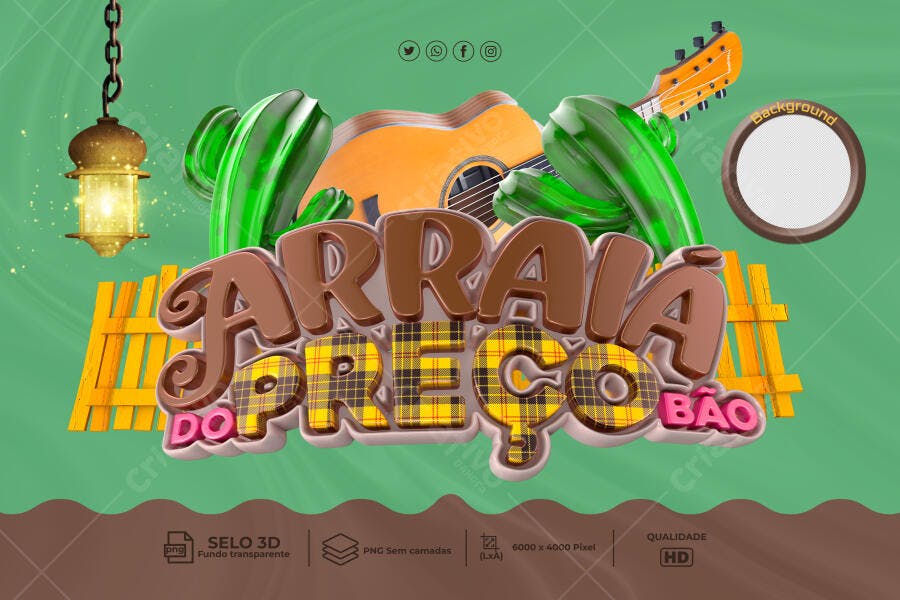 Flyer Festa Junina Arraiá do Preço Bão PSD Editável