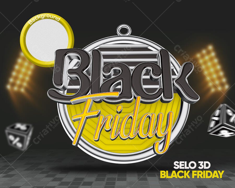 Selo 3D Black Friday para Campanhas de Desconto PSD Editável