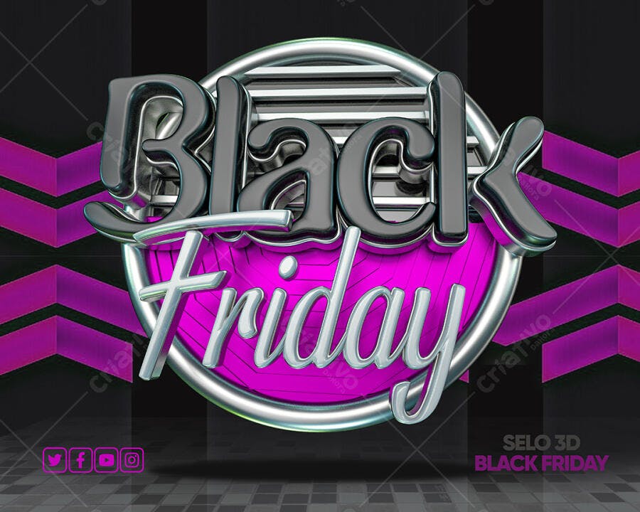 Selo 3D para Black Friday PSD Editável