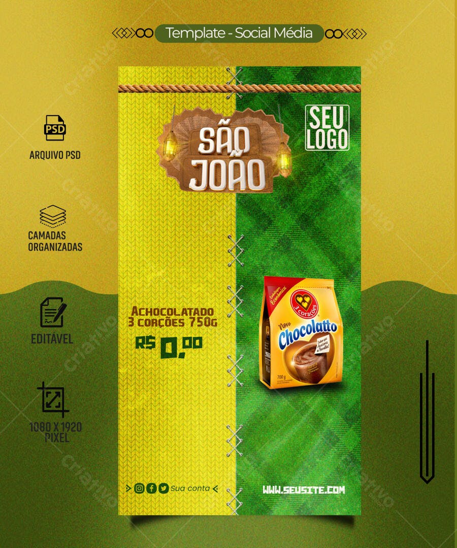 Flyer de Oferta Achocolatado São João PSD Editável