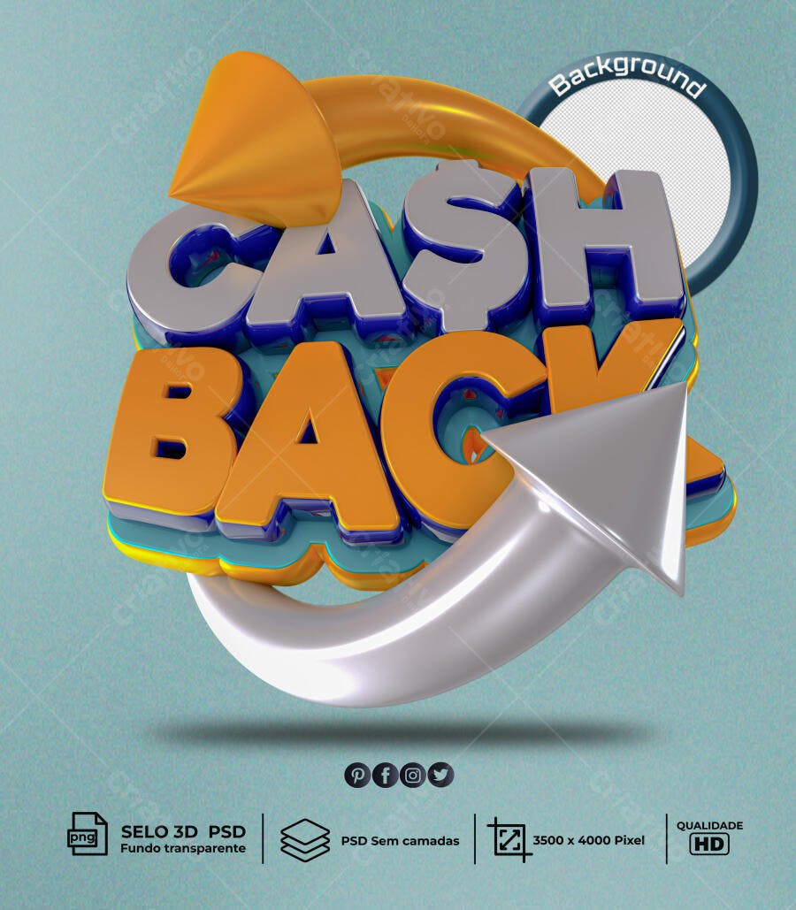 Cash Back 3D para Promoções PSD Editável