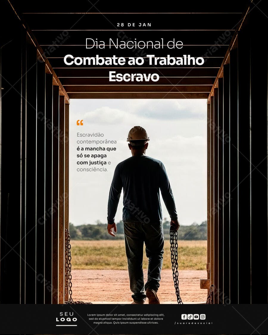 Flyer Dia Nacional de Combate ao Trabalho Escravo PSD Editável