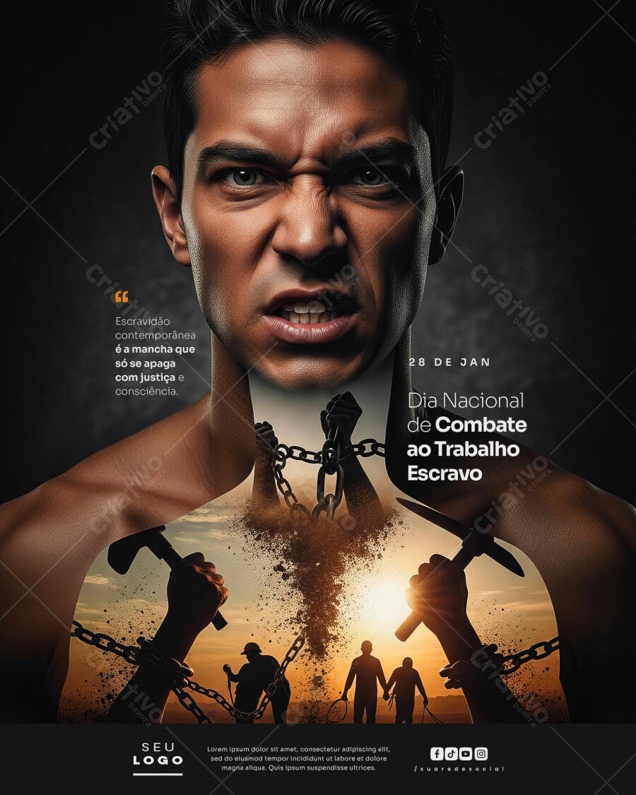 Flyer Dia Nacional de Combate ao Trabalho Escravo PSD Editável