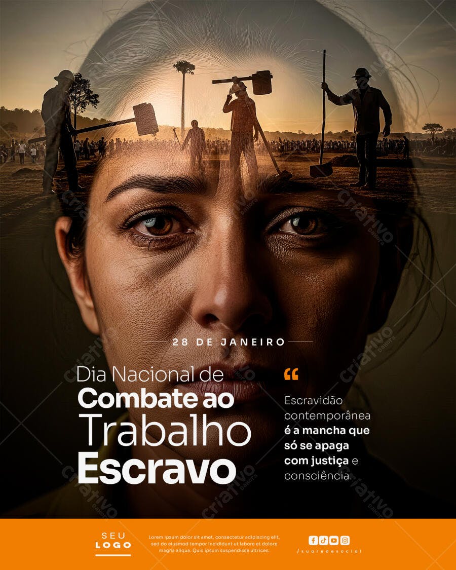 Flyer Dia Nacional de Combate ao Trabalho Escravo PSD Editável