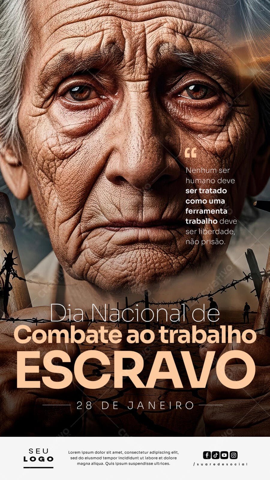 Flyer Social Dia Nacional Combate Trabalho Escravo PSD Editável