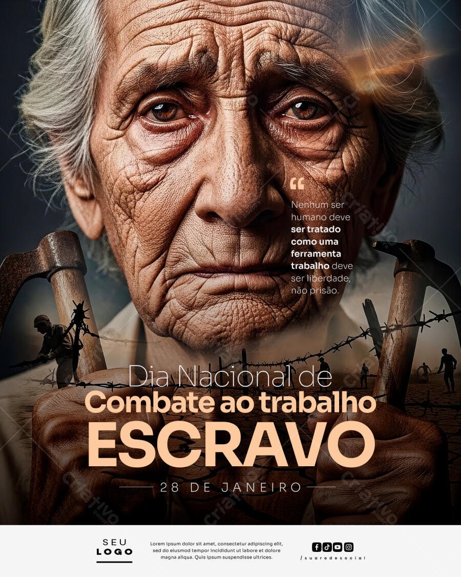 Flyer Dia Nacional Combate Trabalho Escravo 28 Jan PSD Editável