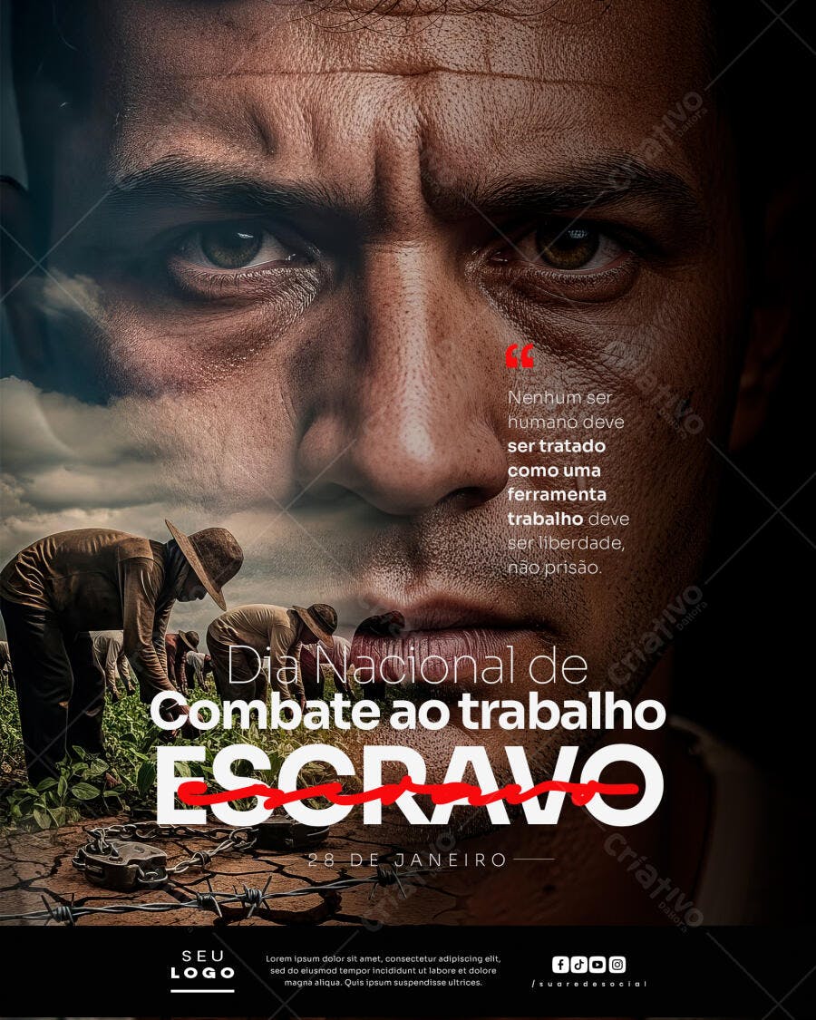 Flyer para Dia Nacional de Combate ao Trabalho Escravo PSD Editável