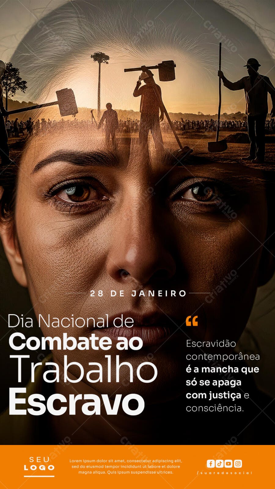 Flyer Dia Nacional de Combate ao Trabalho Escravo PSD Editável