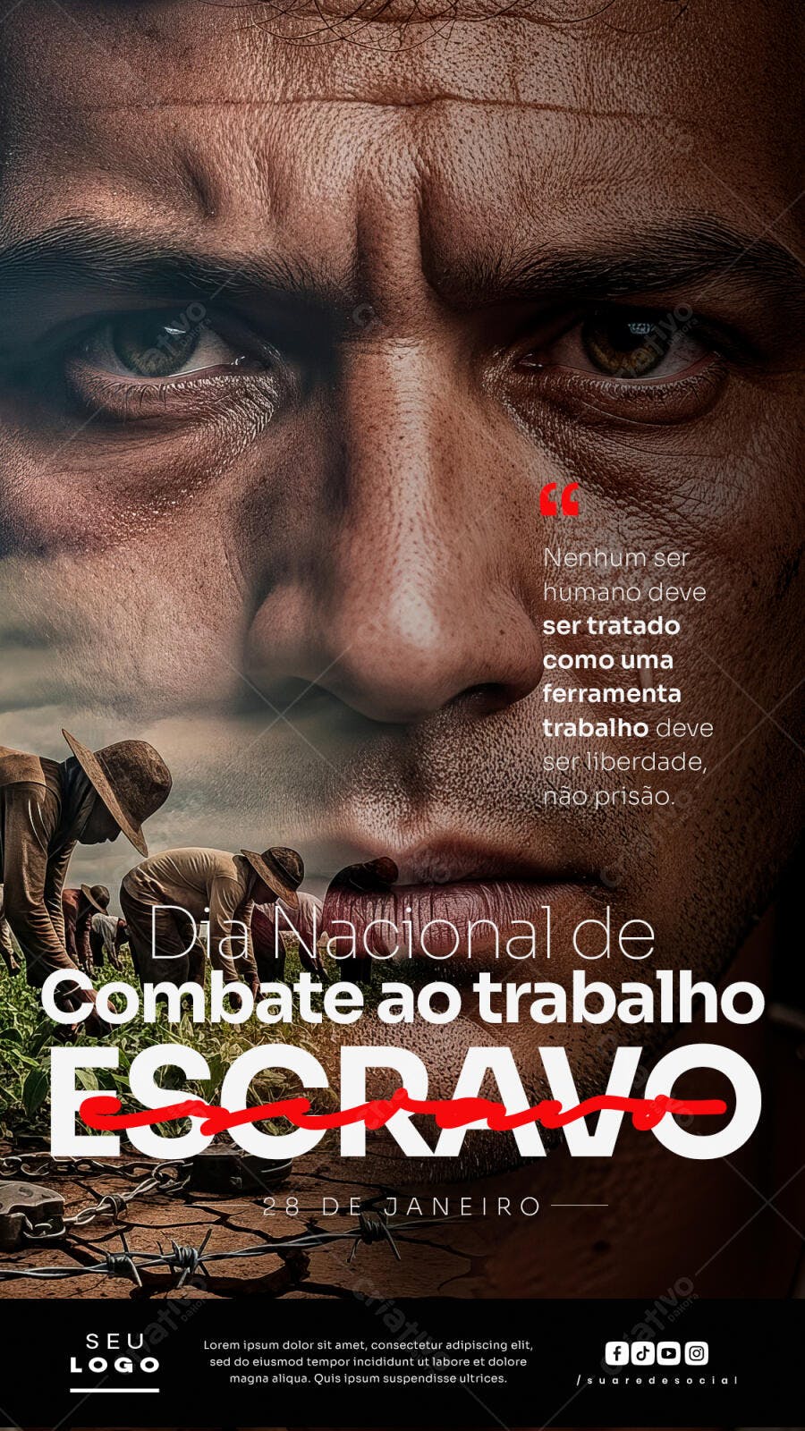 Flyer para Dia Nacional de Combate ao Trabalho Escravo PSD Editável