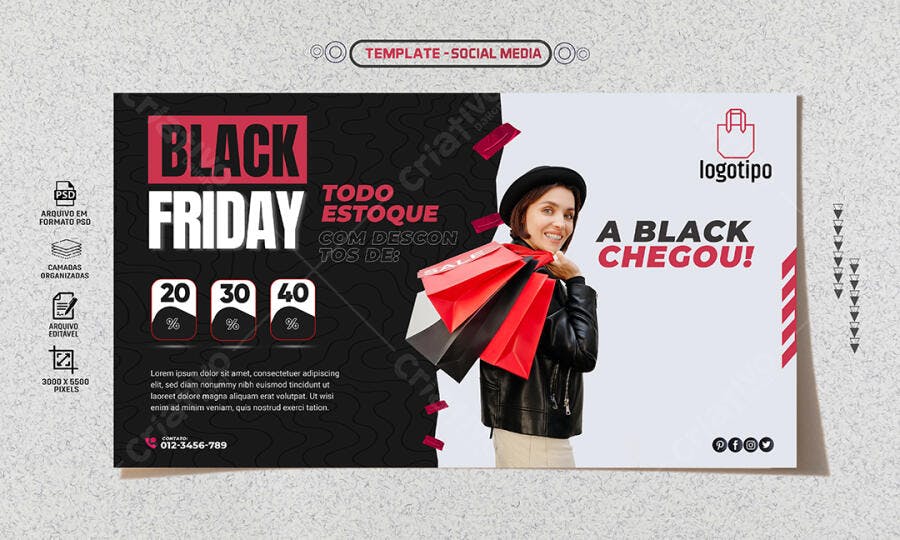 Post Social Media Black Friday Descontos Moda Feminina PSD Editável