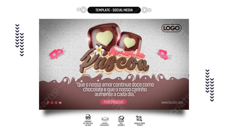 Post para Redes Sociais Amor de Páscoa PSD Editável