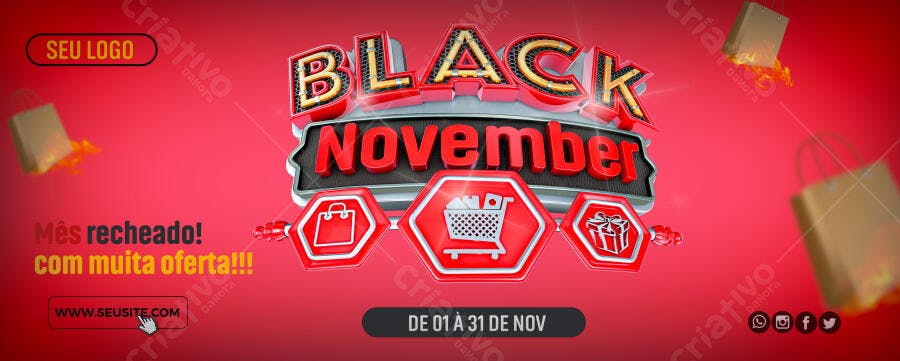 Banner Promocional Black November Mês de Ofertas PSD Editável