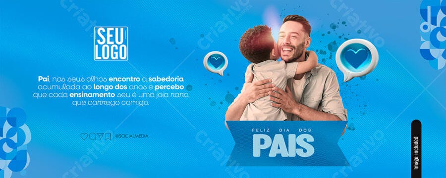 Post Redes Sociais Dia dos Pais Abraço Pai Filho PSD Editável