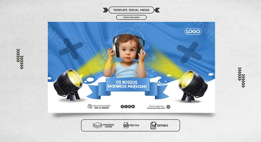 Social Media Post para Promoção Infantil PSD Editável