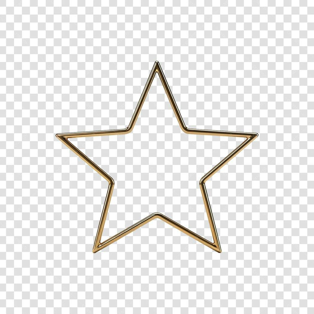Icone estrela dourada contorno metálico brilhante PNG com fundo transparente