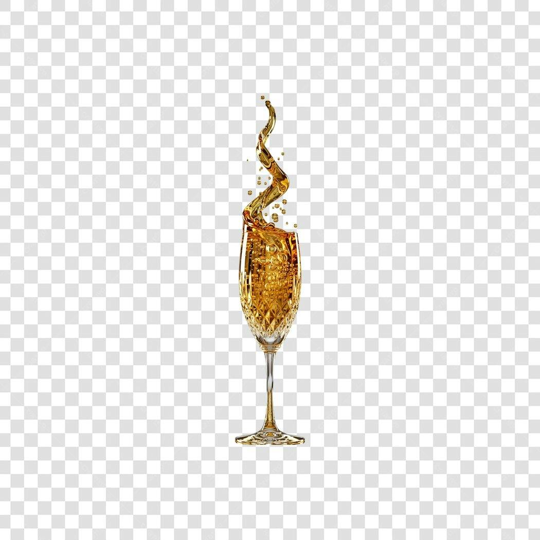 Taça de Champanhe Dourado Splash para Celebração Ano Novo PNG com fundo transparente