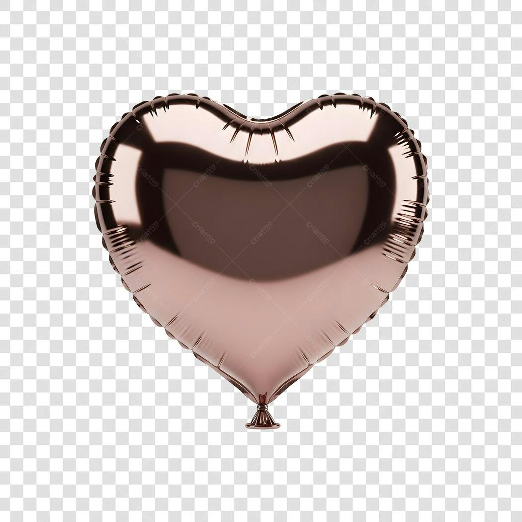 Balão Decorativo Coração Rose Gold para Celebração PNG com fundo transparente