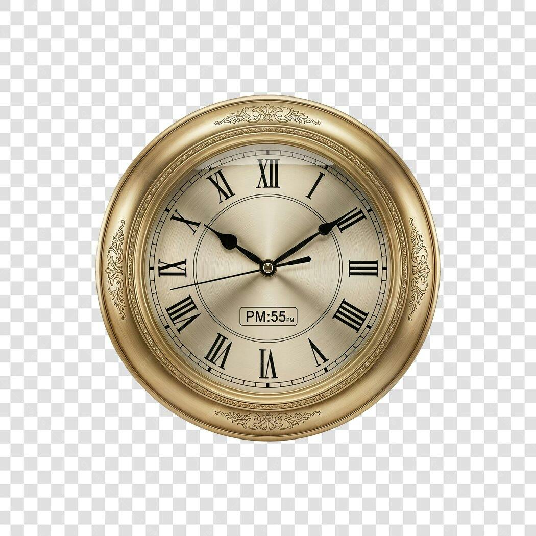 Elemento de Design Relógio Antigo Dourado Números Romanos PNG com fundo transparente