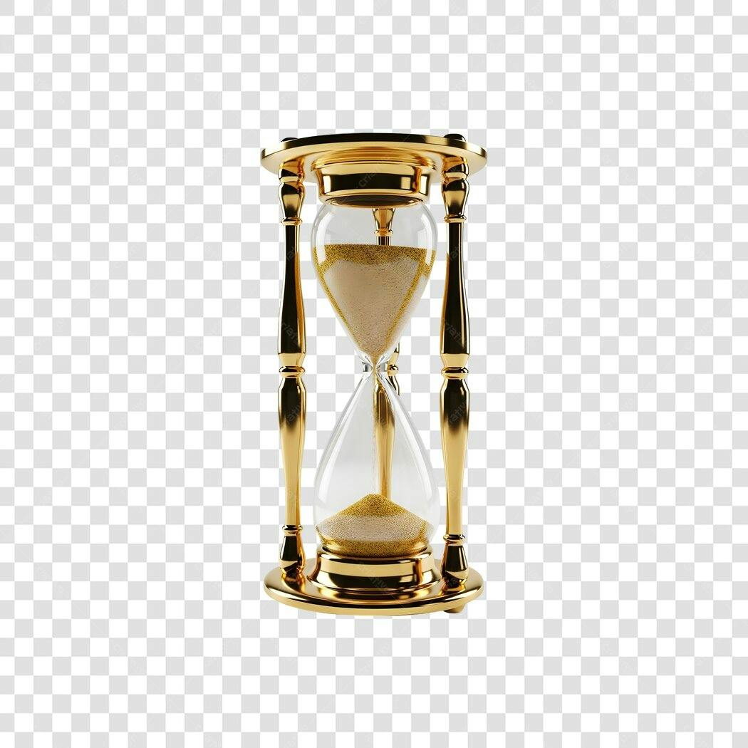 Ícone Ampulheta Dourada Tempo Gestão 3D PNG com fundo transparente