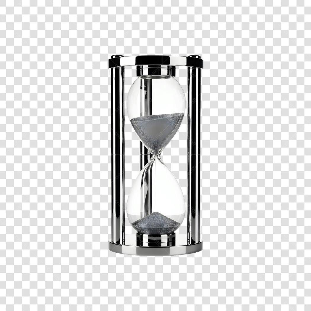 Elemento Gráfico Ampulheta Prata e Cinza Tempo Final PNG com fundo transparente