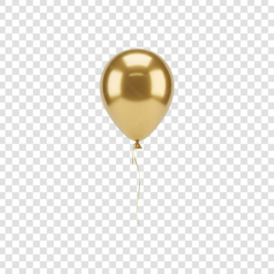Balão dourado metálico para celebração aniversário festa PNG com fundo transparente