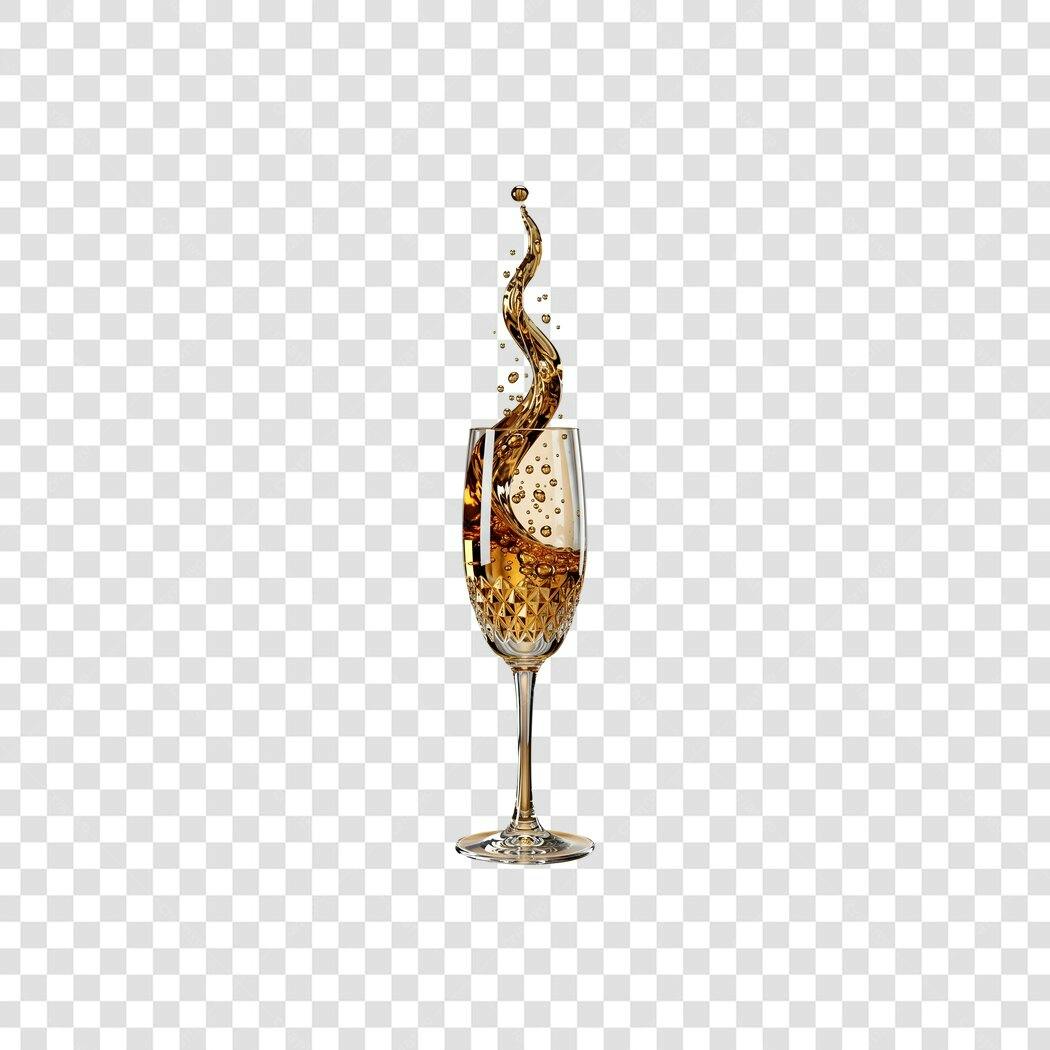 Ilustração Taça Champagne Brinde Ano Novo Festa Dourada PNG com fundo transparente