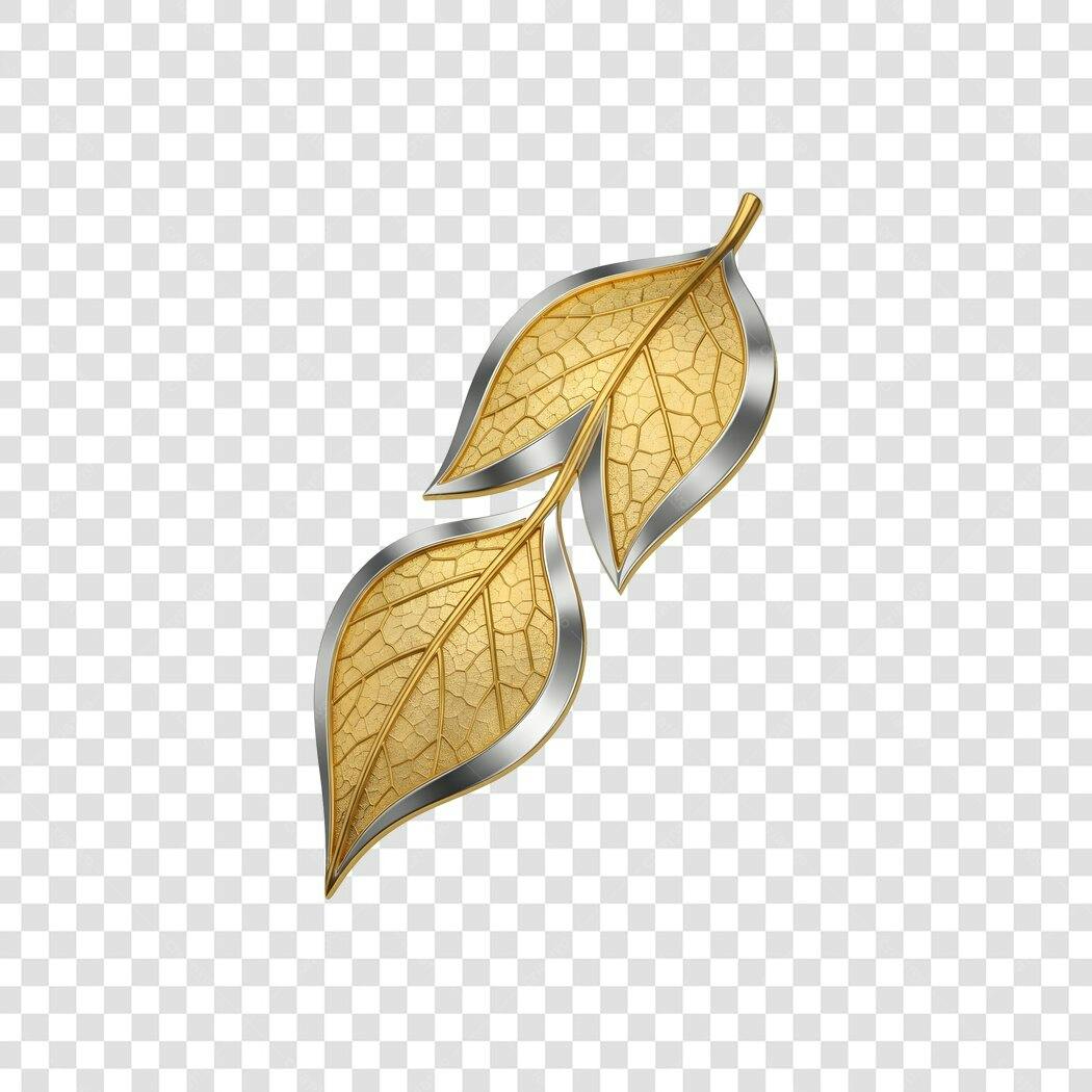 Elemento Decorativo Folhas Metálicas Douradas Prateadas PNG com fundo transparente
