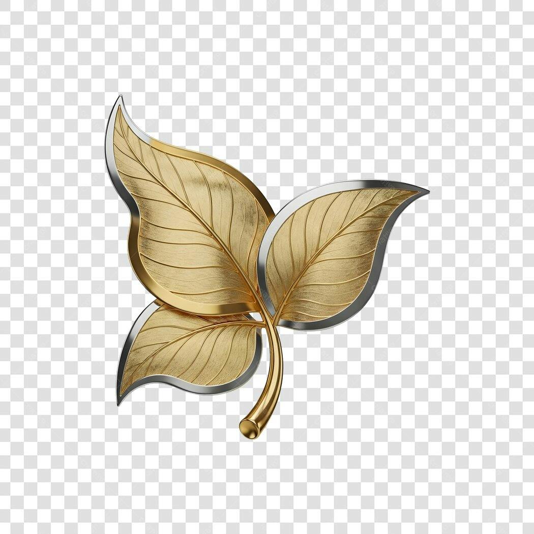 Elemento Decorativo Folhas Douradas Metalizadas Luxo PNG com fundo transparente