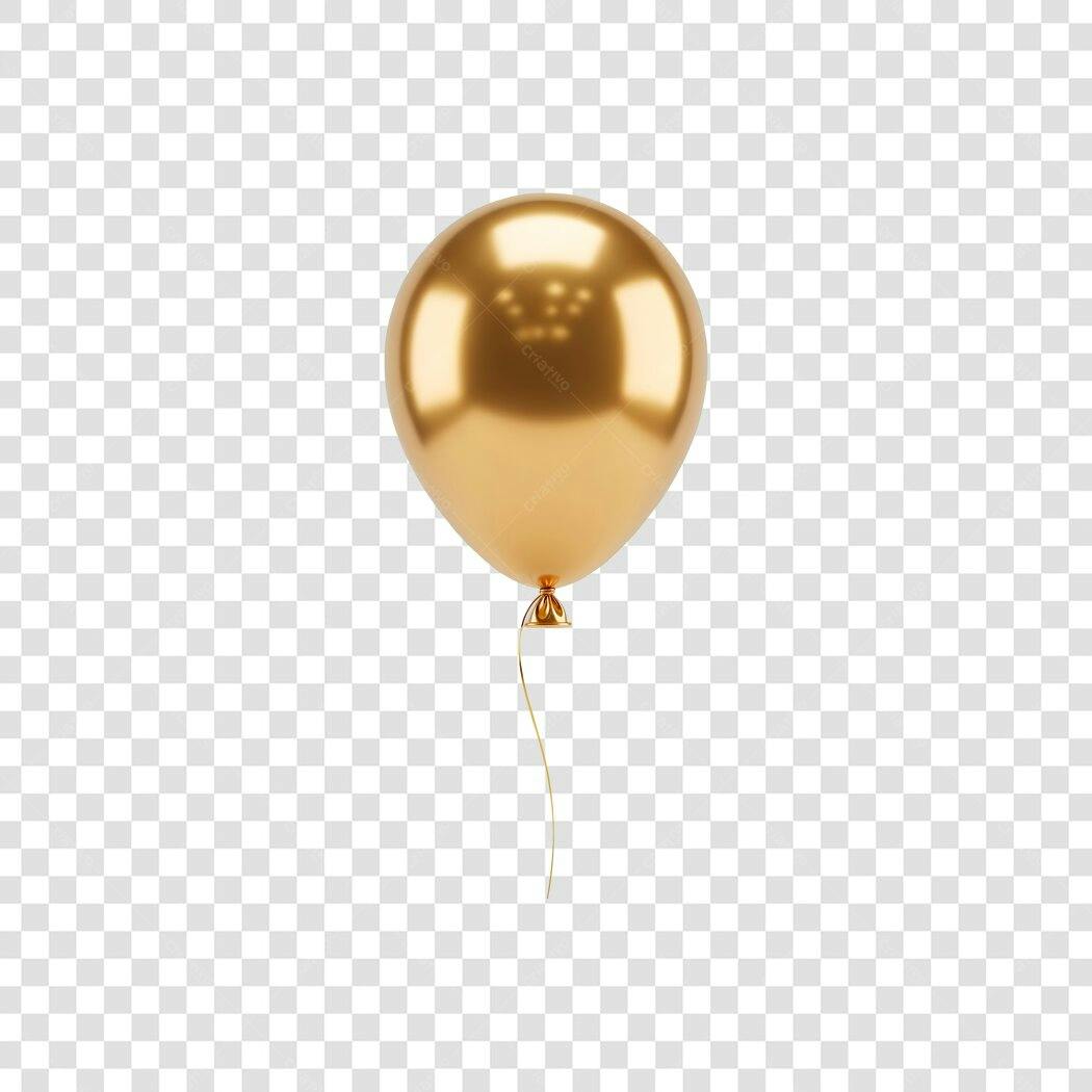 Elemento Balão Dourado Metálico Celebração Festas Luxo PNG com fundo transparente