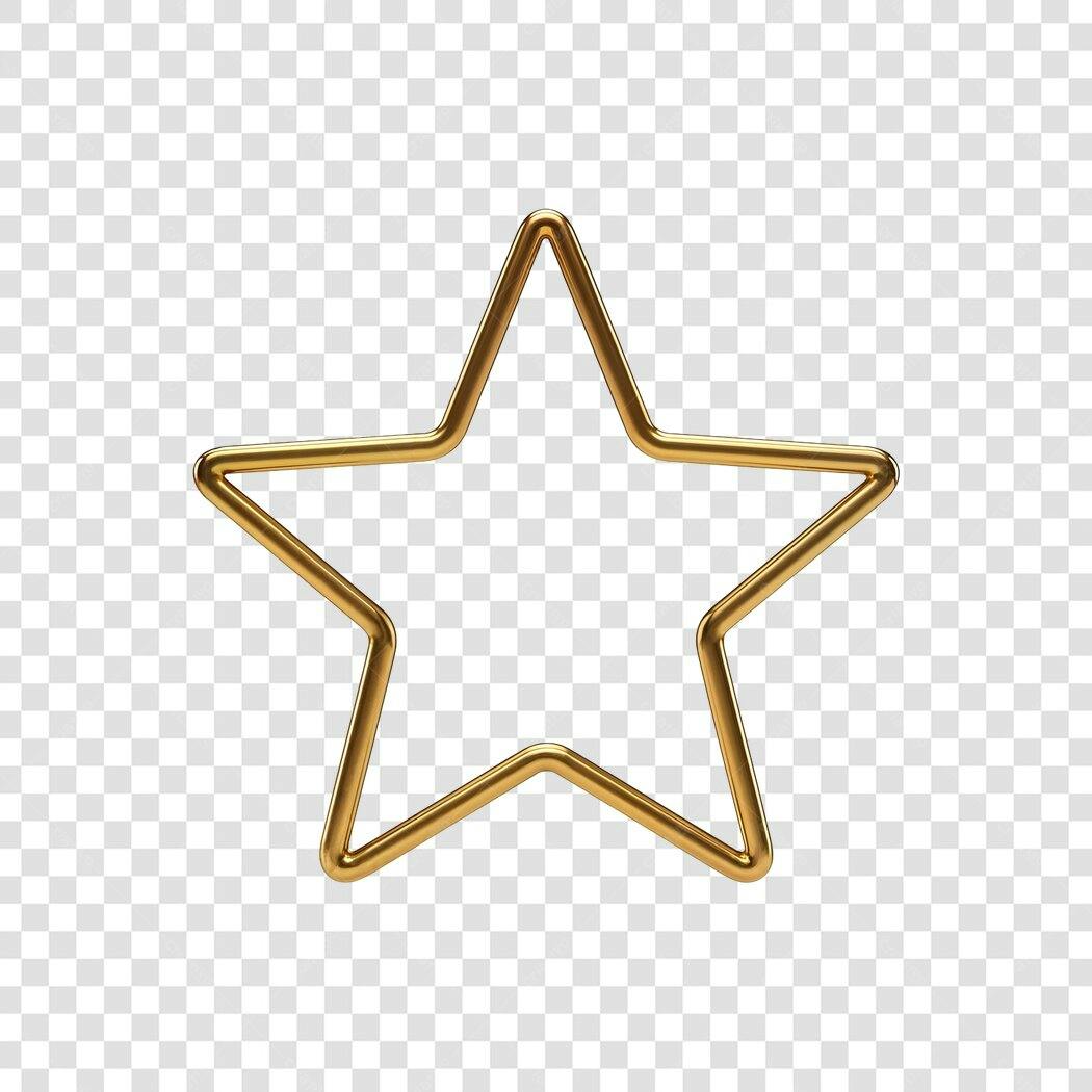 Ícone Estrela Dourada Contorno Metálico para Design PNG com fundo transparente
