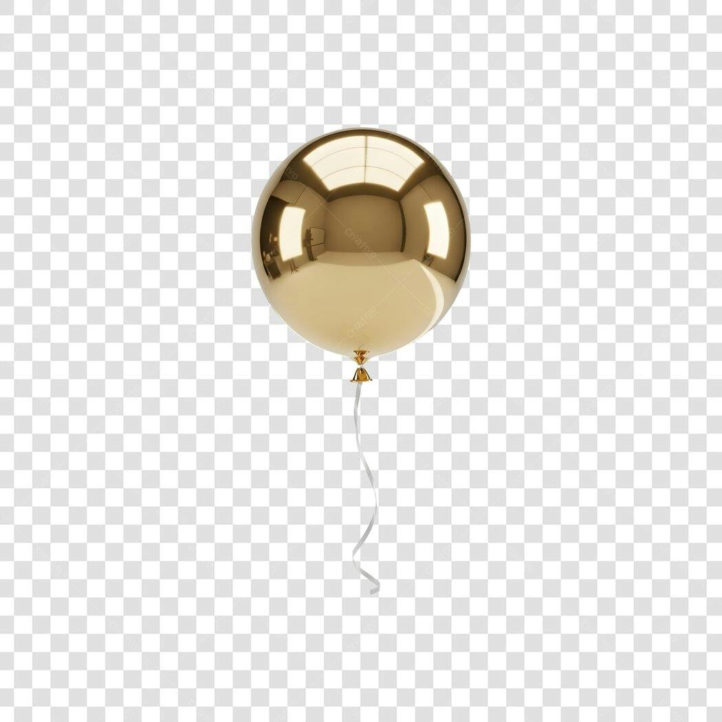 Balão dourado metálico para festa luxo e celebração PNG com fundo transparente