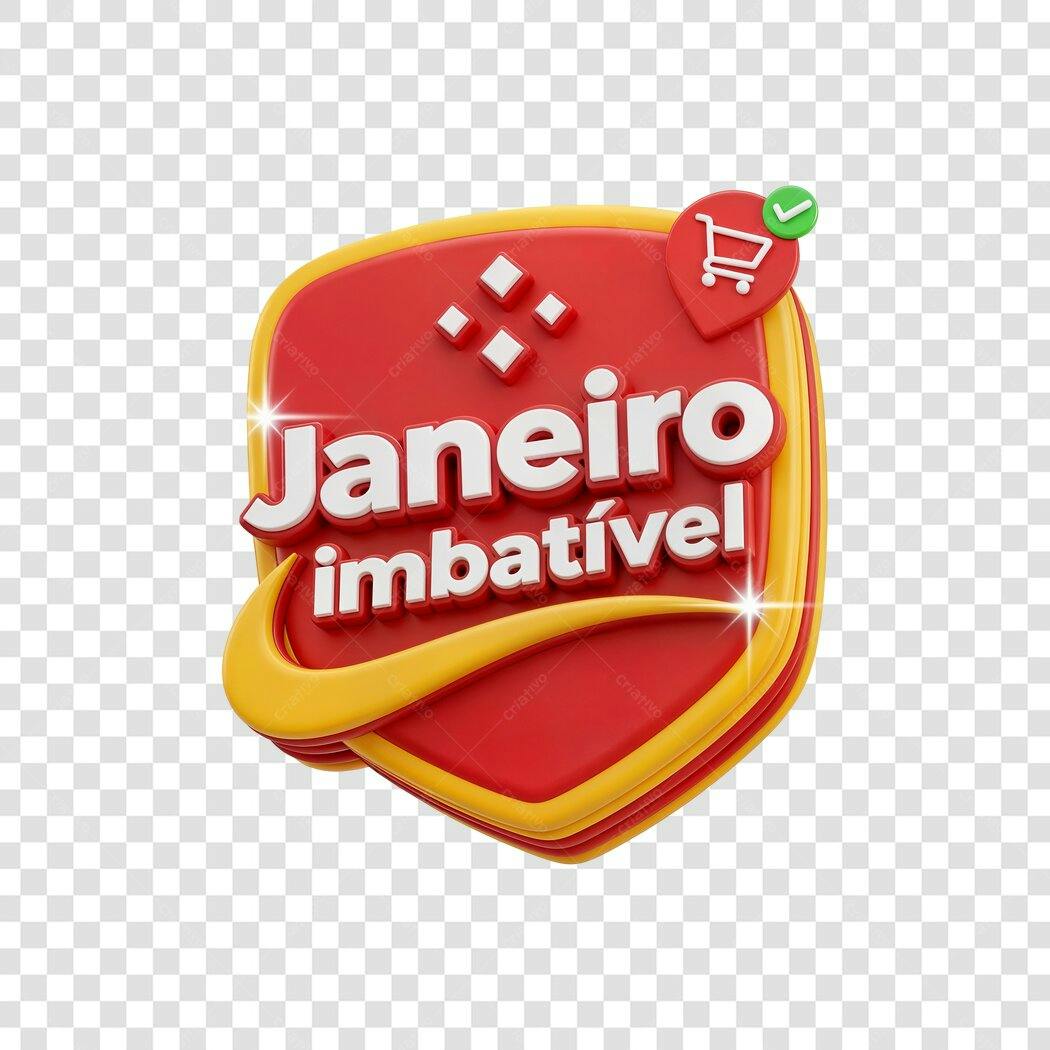 Selo de Vendas Janeiro Imbatível Vermelho Amarelo PNG com fundo transparente