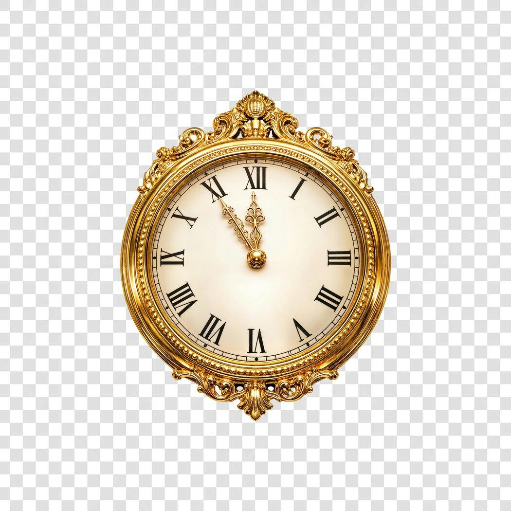 Relógio Dourado Luxuoso Ano Novo Contagem Regressiva PNG com fundo transparente