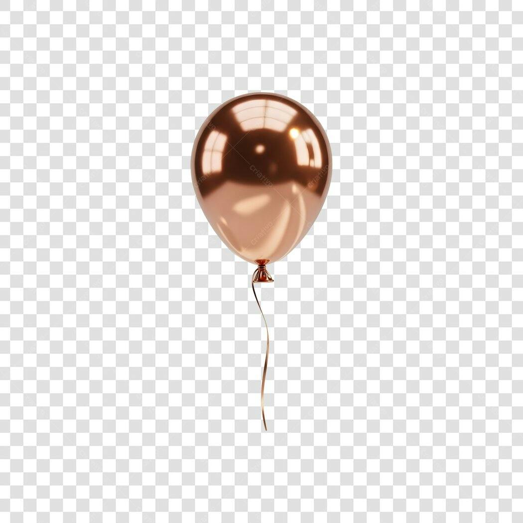 Balão Metálico Cobre Decoração para Aniversário e Festa PNG com fundo transparente