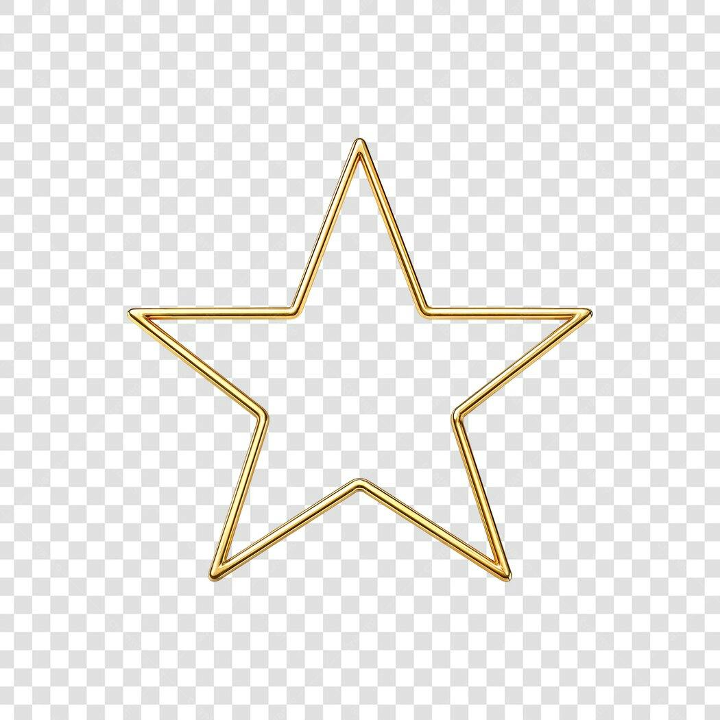 Ícone Estrela Dourada Contorno Metálico PNG com fundo transparente