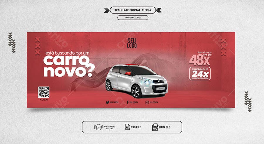 Post para Redes Sociais para Promoção de Carro Novo PSD Editável