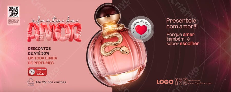 Banner Oferta de AMOR Perfumes Dia dos Namorados PSD Editável