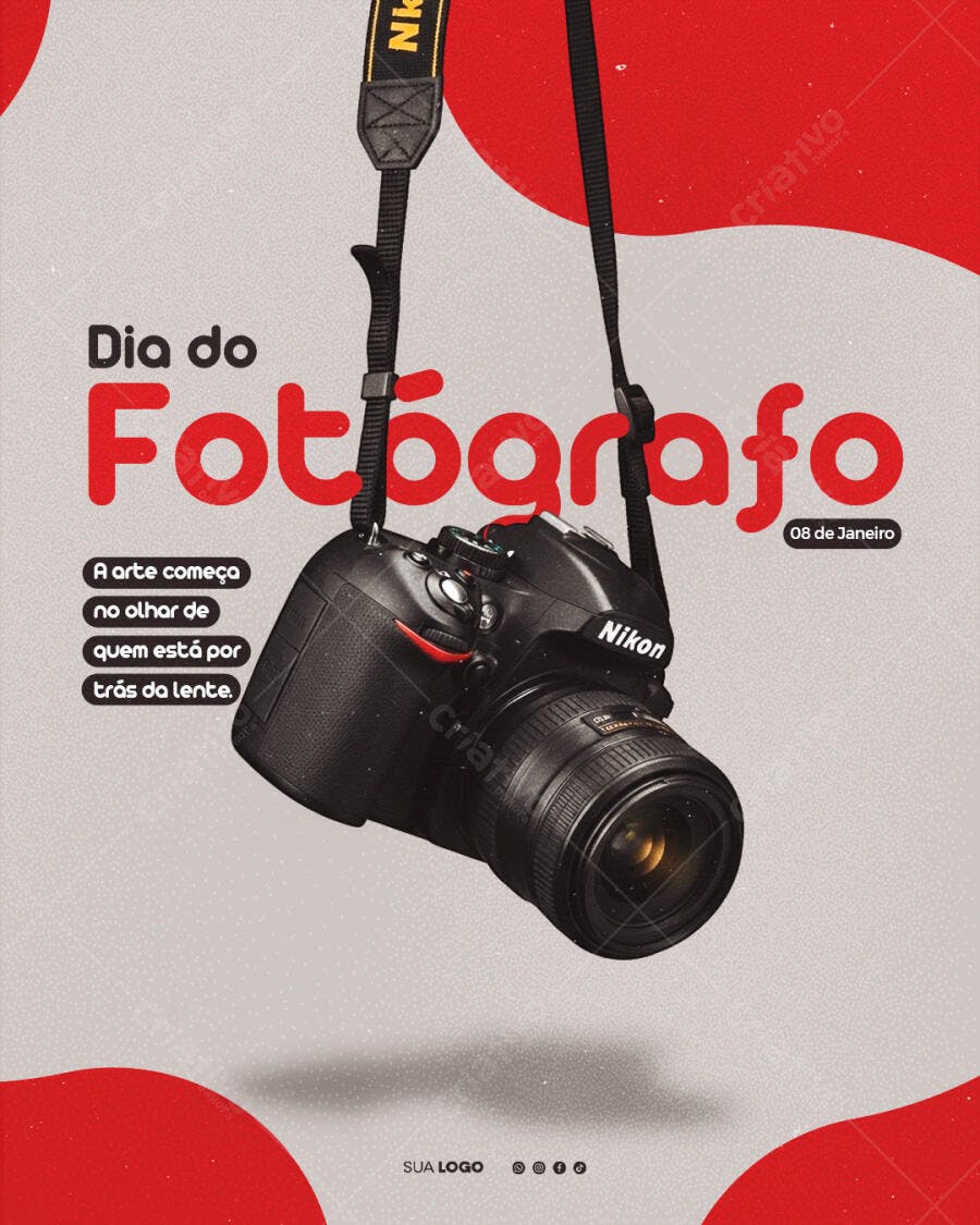 Post Dia do Fotógrafo 08 de Janeiro PSD Editável
