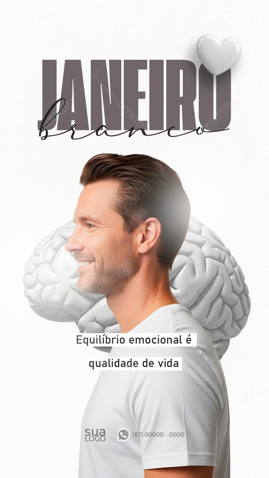 Post para Janeiro Branco Saúde Mental PSD Editável