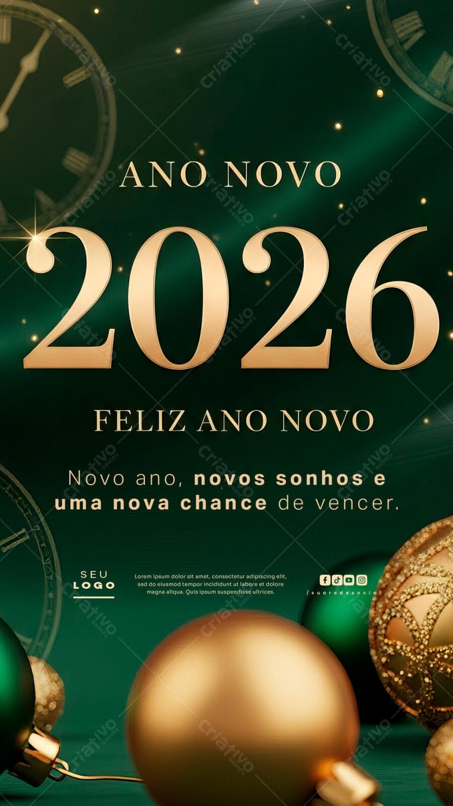 Post para Redes Sociais Ano Novo 2026 PSD Editável