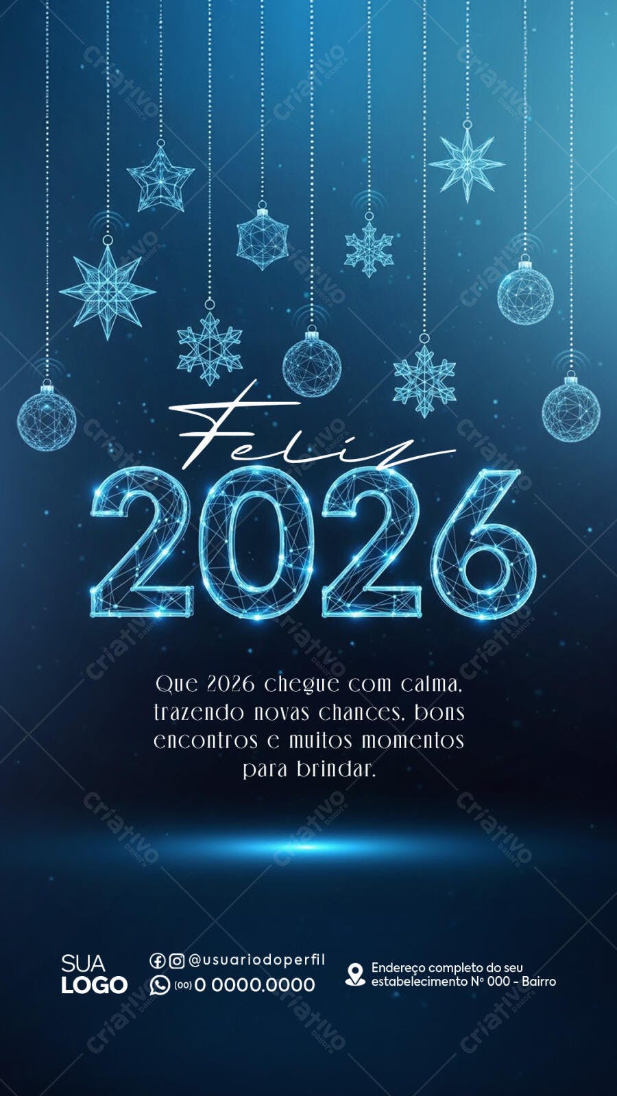 Post para Redes Sociais Feliz Ano Novo 2026 PSD Editável