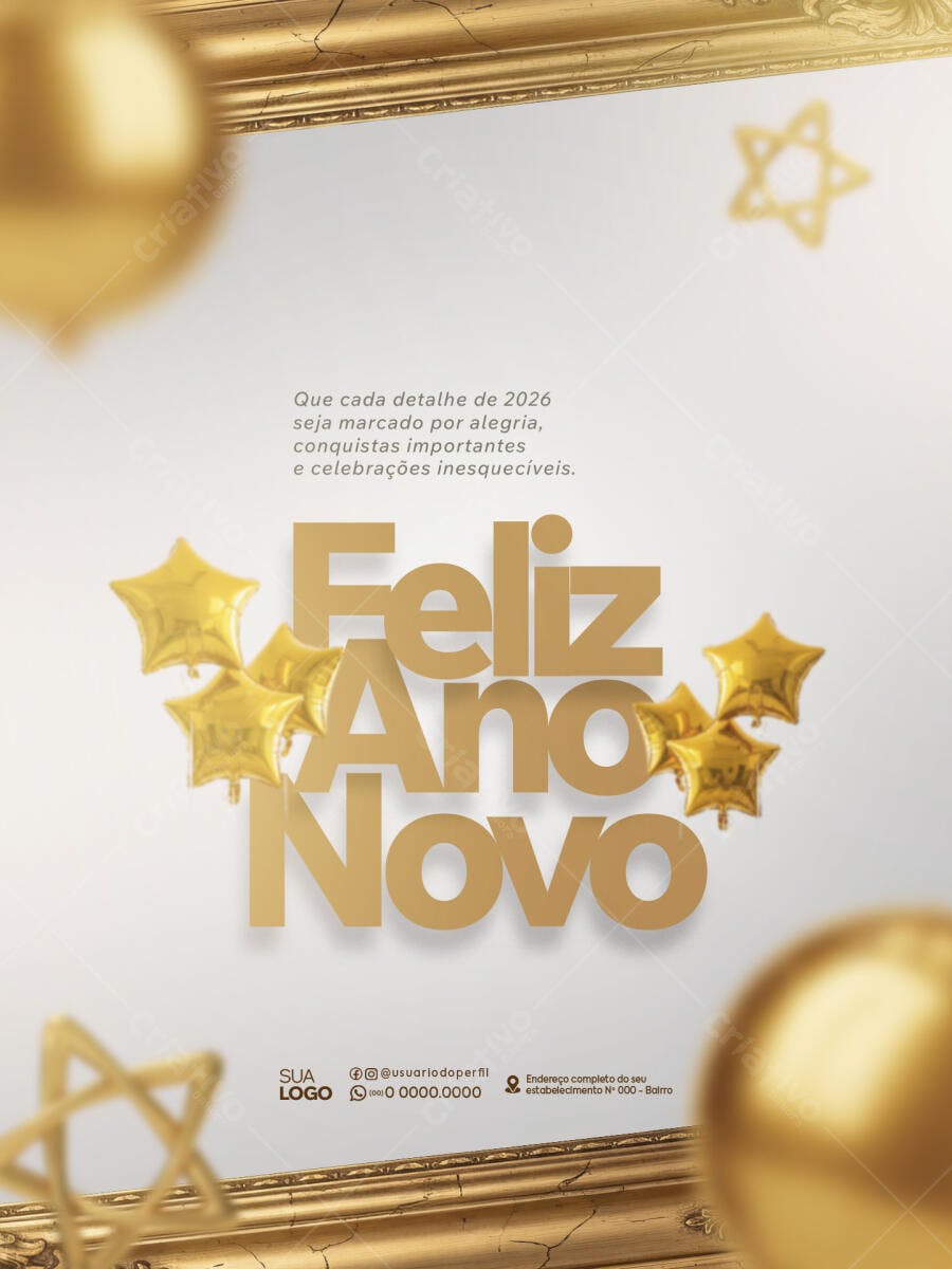 Flyer para Ano Novo 2026 PSD Editável
