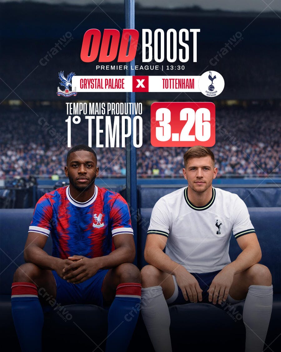 Flyer Odd Boost Premier League Crystal Palace Tottenham PSD Editável