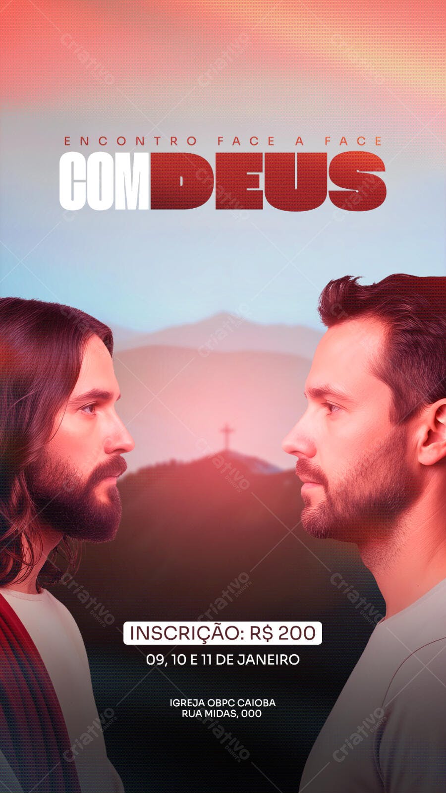 Flyer Cristão para Encontro Face a Face com Deus PSD Editável