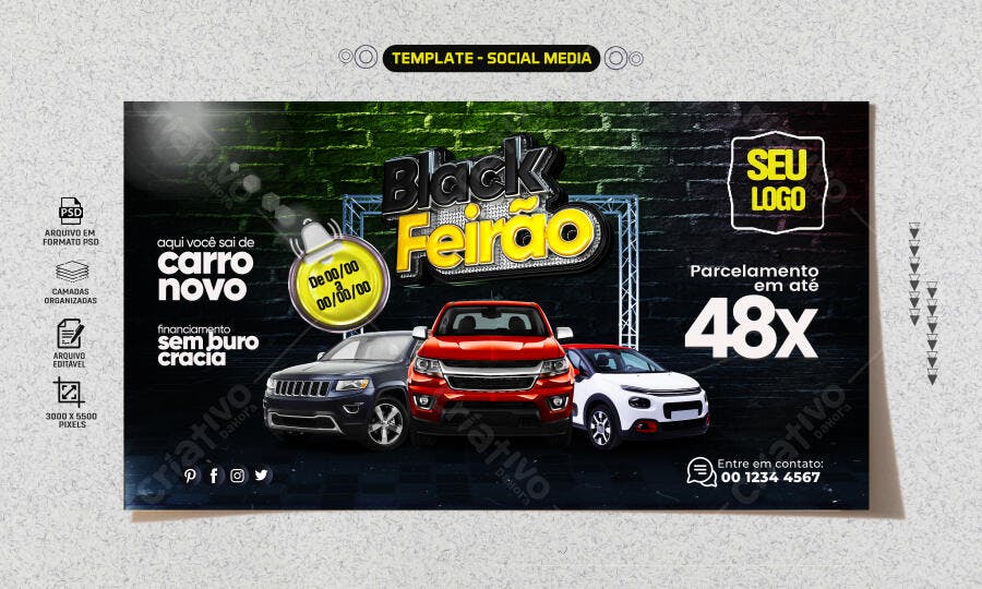 Selo 3D de promoção de carros Black Feirão metalizado amarelo e prata