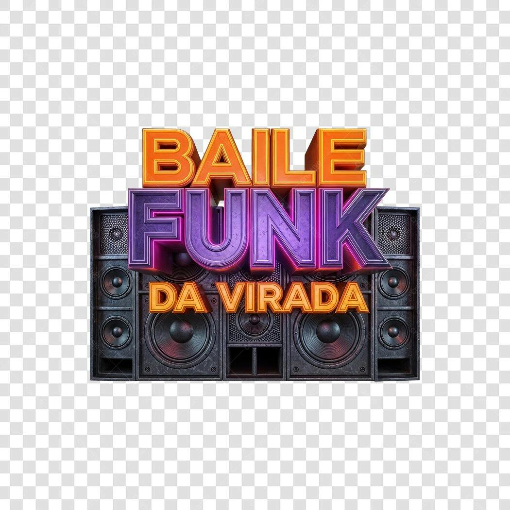 Elemento Gráfico Título Baile Funk Virada Caixas de Som PNG Fundo Transparente